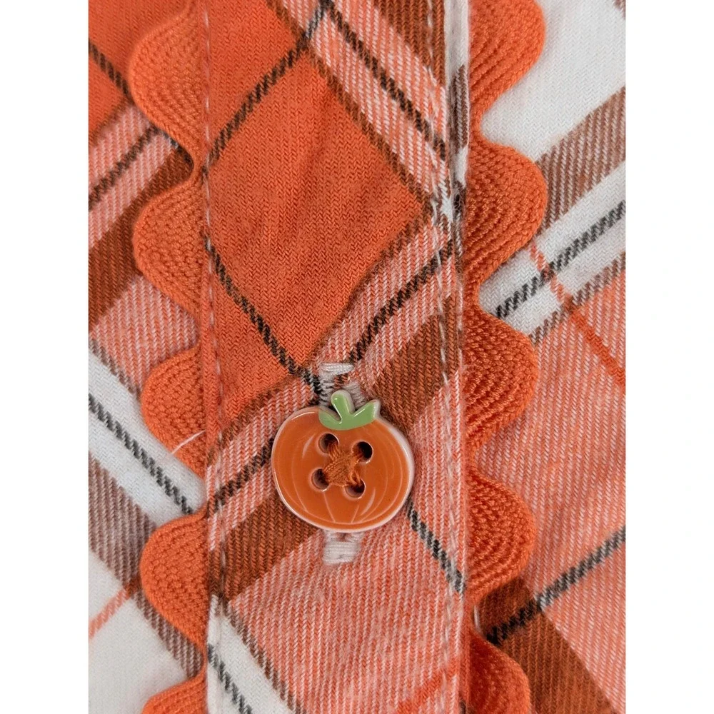 Gymboree Orange Plaid Flannel Dress Pumpkin Embroidery Peter Pan Collar Size 7‎